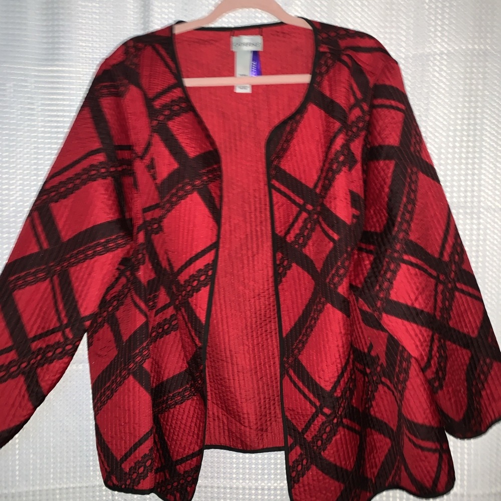 Catherine's Womens 3xWP‎ Red Black Blazer Jacket